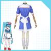 Anime Mesmerizer Vestito da Cameriera a Strisce Grembiule Costume Cosplay Set Completo con Parrucca per Halloween Natale Carnevale Festa