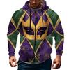 Men's Sports Casual Fleece Hoodie Carnival Print Hoodie Cardigan Zipper Multi-pocket Hoodie Coat