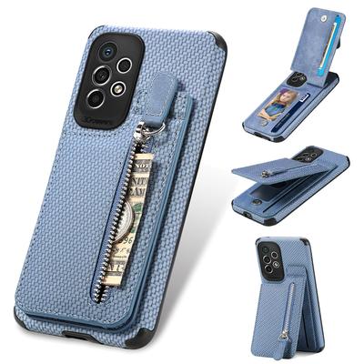 Leder Reißverschluss Kohlefaser Hülle Für Samsung A57 A17 A07 A37 A36 A26 A56 S23 S25 Ultra S26 Magnetischer Ständer Kartenfach Tasche Abdeckung