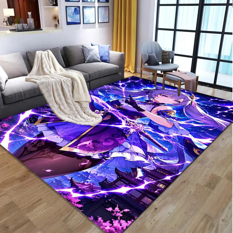 Genshin Impact Pattern Rug, Indoor/Outdoor Mat, for Picnic, Gameroom, Bedroom, Office, Living Room, Home Decor Carpet, Birthday Gift
