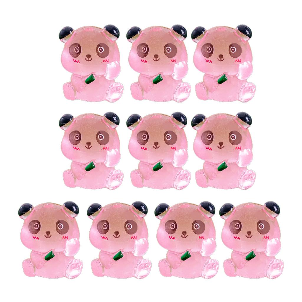 10pc Mini Luminous Cute Panda Figurine Glowing In the Dark Seated Panda Ornament for Home Garden Micro Landscape Decor