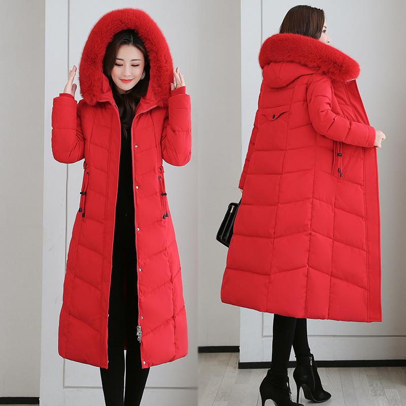 Overknee-verdickte Daunenjacke für Damen, lockere Taillenjacke, Winterjacke