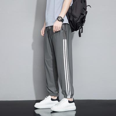Pantaloni sportivi da uomo oversize sottili con tre strisce, elastici, ad asciugatura rapida, pantaloni casual, taglia 8XL, 50-135 kg