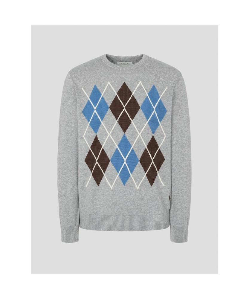 Binpolmen Cotton Argyle Knit Light Grey