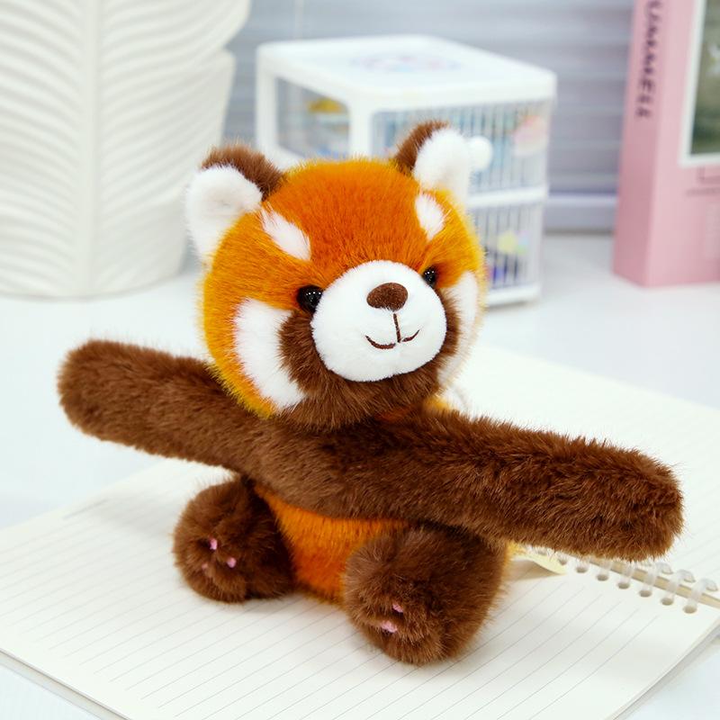 

Cute red panda zoo simulation raccoon snapping circle children s wrist ring plush toy activity gift 16Cm