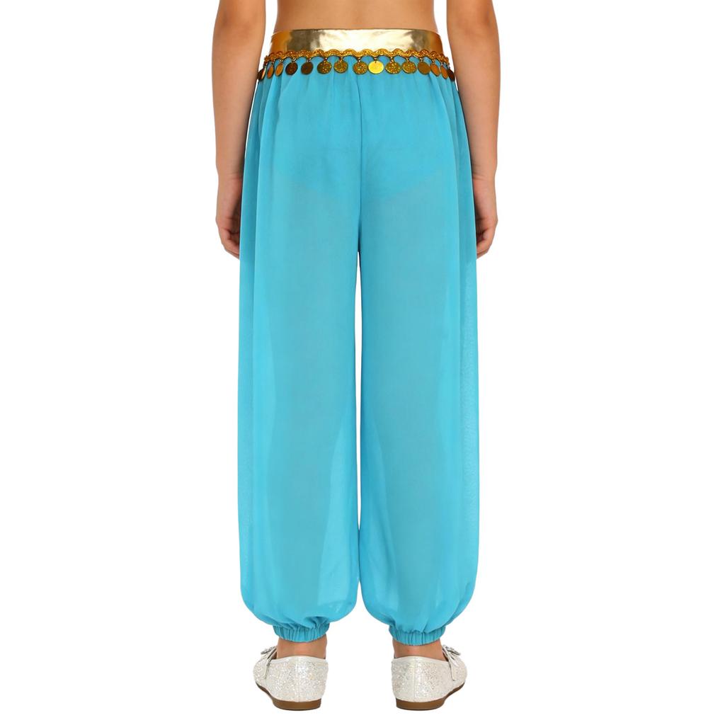 Mädchen Bauchtanz Kostüm Patchwork Pailletten Quasten Hose Eingearbeiteter Slip Elastische Beinöffnung Hose