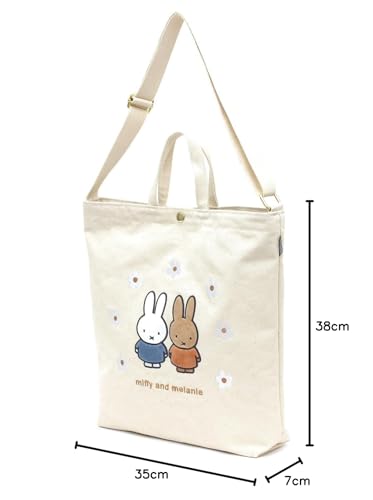 [Hapitas] Miffy Sturdy Canvas Tote Shoulder Bag 6063 B243. Natural Flower Arch