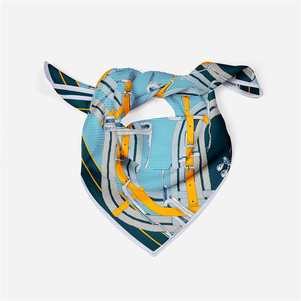 Twill Silk Scarf Woman Melt Painting Square Scarves Wraps Bandana Small Hijab Silk Foulards Tie Headband Neckerchief 53CM