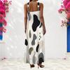 Women Plus Size Scoop Neck Strappy Sleeveless Abstract Print A Line Maxi Dress