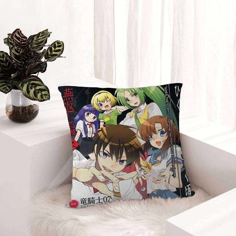 Higurashi When They Cry Cartoon Personalized Picture Text Home Decorative Pillows Household Gifts 45x45cm