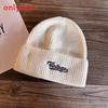 Embroidery Letter Fashion Neutral Casual Warm Knitted Hat For Autumn Winter And