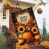 2D Flat, 2D Flat,Autumn Thanksgiving Garden Flag - Joyful Seasonal Decor, Double-Sided Polyester Banner with Maple Leaves, Sunflowers & Pumpkins,  Fit