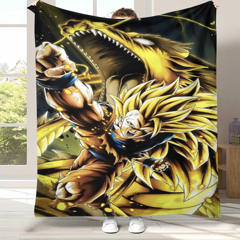 Anime D-Dragon Ball Game Cartoon Flannel Blanket,Ultra Soft Warm Plush Throw for Home Bedroom Bed Sofa Cover Office Camping