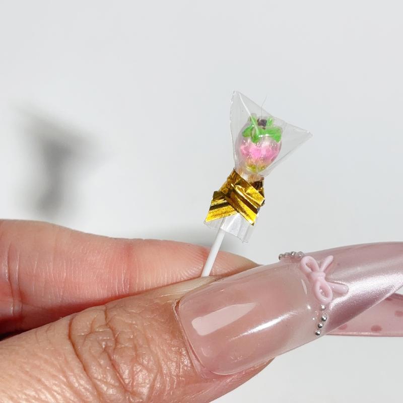 6Pcs Fruit Lollipop Model Decoration 1:12 Dollhouse Miniature Candy Diy Accessories Kitchen Food And Play Toys Photography Props