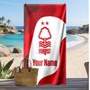 Telo Mare Personalizzato Stampato Nottingham Forest FC Logo Calcio Supporto Nome Personalizzato Testo Asciugamano Assorbente Per Sport Viaggio Regalo Speciale