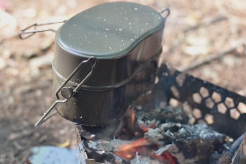 MiliCamp Combat Messenger Type 2 (Orange) Reproduction Edition, JSDF Mountaineering Messenger Type 2, 2-Cup Capacity, Camping Pot, Steam Cooker, with