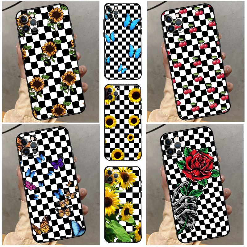 Checkerboard Sunflower For Honor Magic 8 Pro 5 6 7 Lite Case Cover For Honor 90 70 50 400 200 X8a X8b X9a X9b X9c