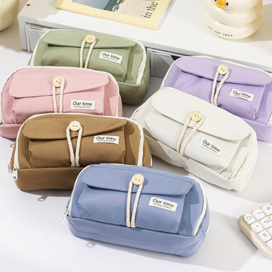 Retro Pencil Bag Multi-Compartment Canvas Pencil Case Large Capacity Pen Pouch Stationery Organizer for Students Boys Girls