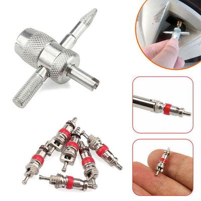 7Pcs 4-in-1 Tire Valve Stem Removal Tool Valve Stem Puller Tire Repair Tool Valve Core Removal Tool Tire Cleaning Tool