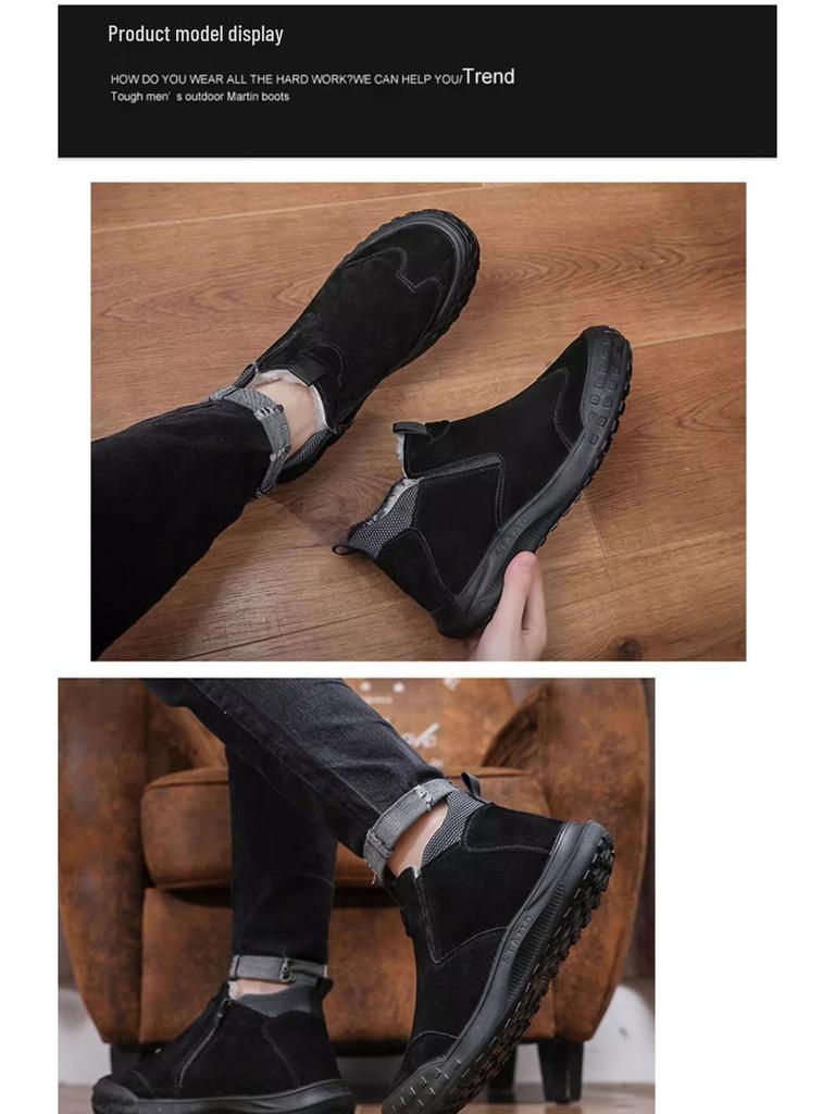 Men’s Winter Snow Boots: Trendy, Warm, Non-Slip, Plus Velvet, Thick Casual Cotton Shoes