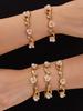 18K Gold-Plated Stainless Steel Zirconia Flower C-Shaped Open Bangle