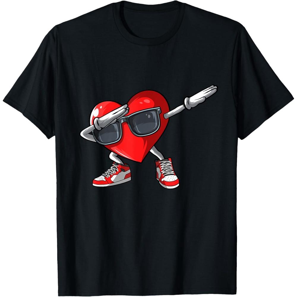 Valentines Day Dabbing Heart Boys Girls Mens Boys Girls Love Dab Cotton Men T Shirt XS чёрный