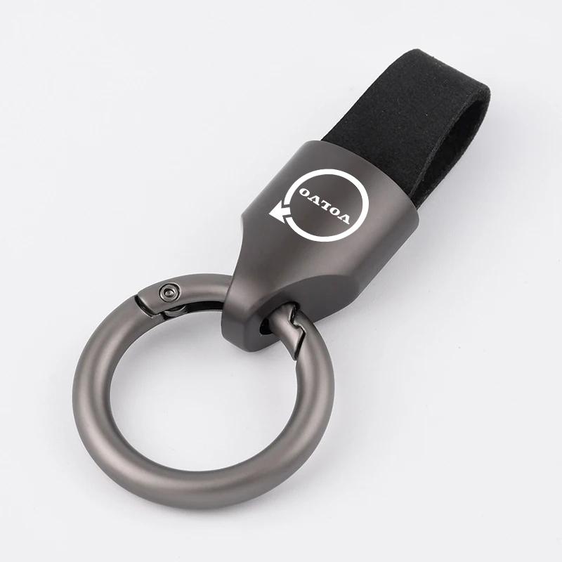 crbuk5 Luxury Leather Metal Key Chain Fashion Keychain Key Ring For Volvo XC90 V90 V60 XC60 V40 S80 S60 S90 C40 XC40 V70 XC70 C30 C70