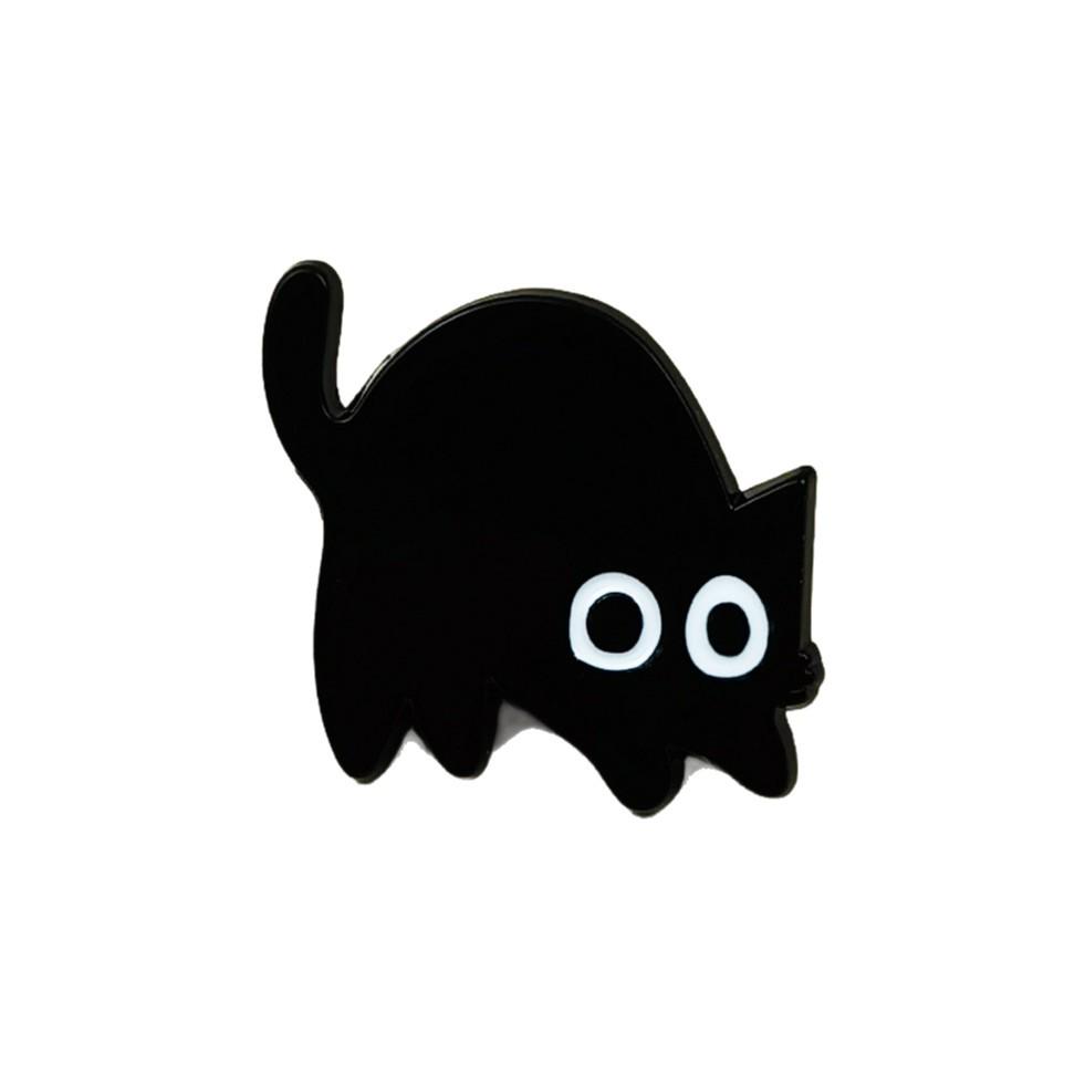 Cartoon Black Cat Brooch - Cute Alloy Pet Badge for Clothing & Backpacks