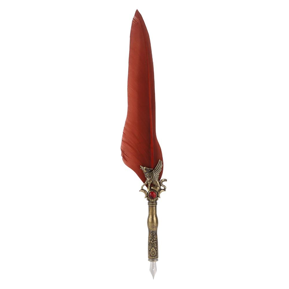 Stainless Steel Dip Pen Carved Pattern Vintage Signature Pen Feather Quill Calligraphy Practice