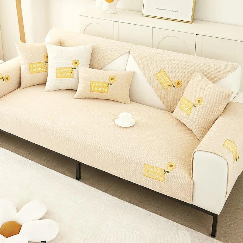 

Мягкое гладкое кукурузное плюшевое стеганое полотенце для дивана с подсолнухами, сплошной цвет, противоскользящий чехол для дивана, защитный чехол для мебели, коврик для эркера 70x70cm 1pcs
