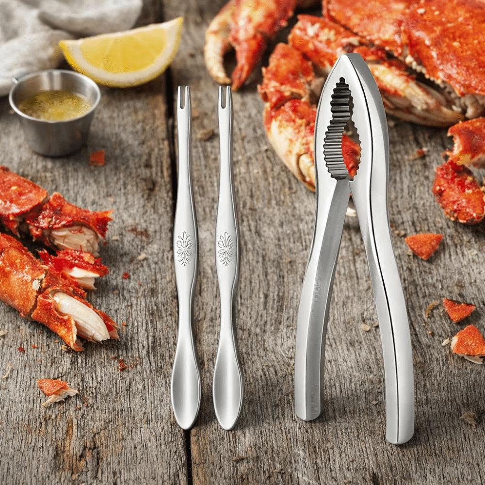Zestaw 3 szt. Wielofunkcyjny Zestaw Szczypiec i Wykałaczek do Krabów i Homarów Szczypce do Krabów ze Stali Nierdzewnej Dom