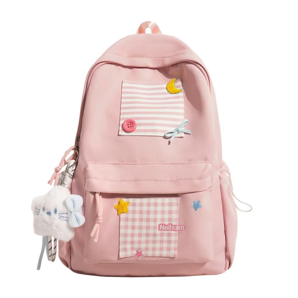 Schoolbag new plaid splicing bow backpack fashion leisure travel backpack female junior high school students lightweight schoolbag