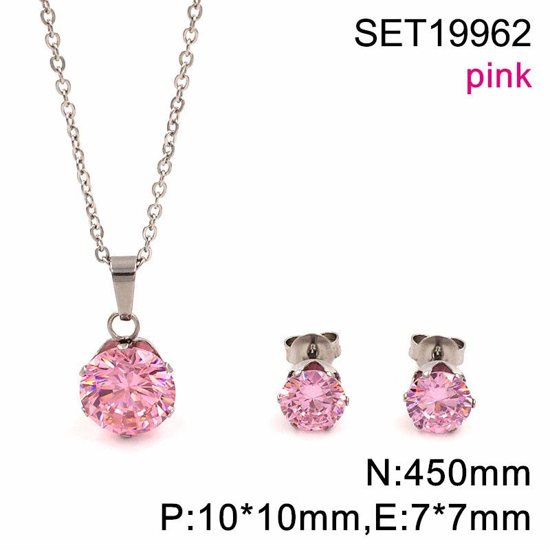 Popular in Europe and The United States, Round Color Zircon Titanium Steel Set, Versatile Exquisite Women's Collarbone Chain Earrings, Versatile 2026