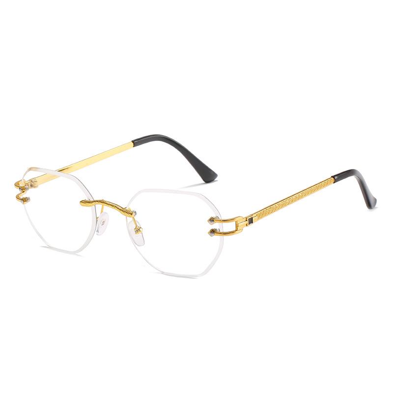 

Солнцезащитные очки без оправы, многоугольные очки цвета океана с отделкой, литературные солнцезащитные очки для уличной фотографии New Product