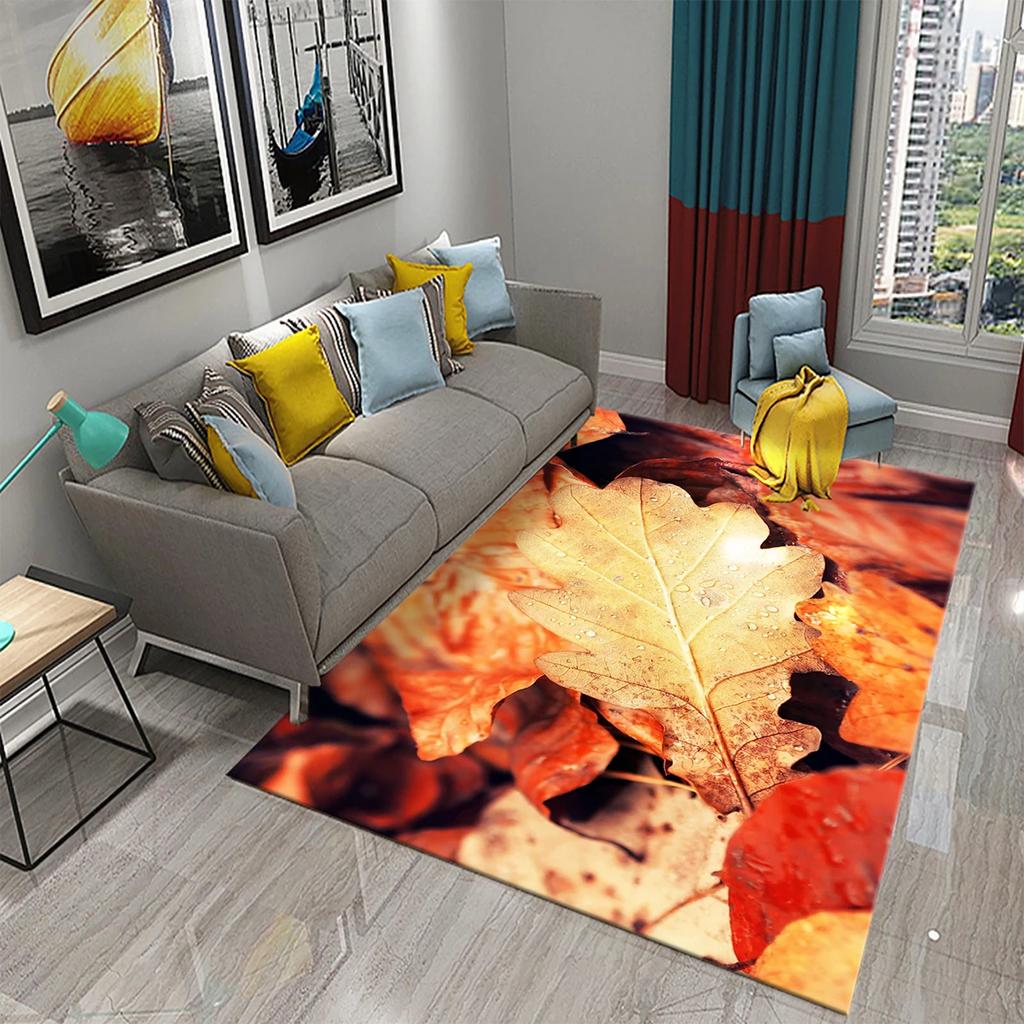 3D Colorful Leaves Carpet for Bathroom Entrance Door Anti-slip Floor Mat Kitchen Rug Mat for Living Room Bedroom Decor Area Mats