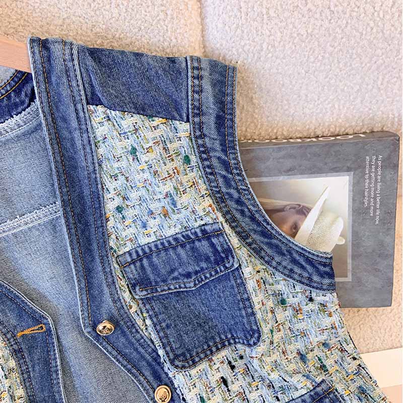 Vest for Women Cotton Sleeveless Tops Denim Vest Oversize Casual Large Pockets Zipper Vest