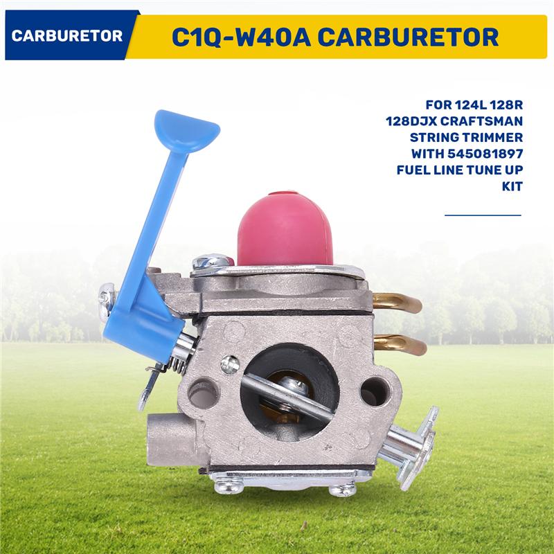 Carburatore Durevole-C1Q-W40A Per Decespugliatore Craftsman 124L 128R 128DJX Con Kit di Manutenzione Linea Carburante 545081897