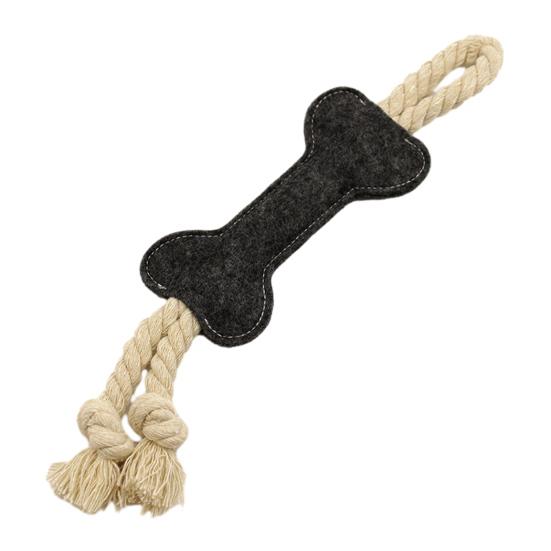 Dog Rope Toy Felt Bone Dog Chew Toy Interactive Tug-of-War Rope Dog Toy for Teeth Cleaning Puppy Teething чёрный