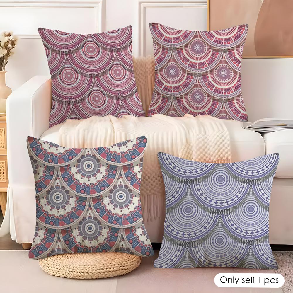 Fish Scale Pattern Cushion Cover Soft Plush Fabric DoubleSided Printed Cushion Covers for All Seasons Modern Home Decor