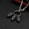 Men's Black Skull Necklace Pendant Thai Silver Retro Jewelry