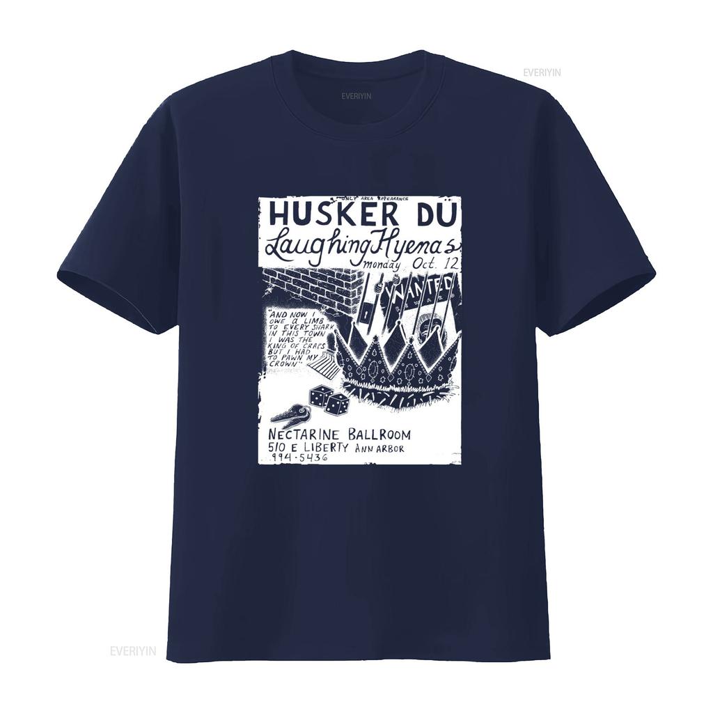 Husker Du Laughing Hyenas Gig Flyer Inspired Limited Edition Classic Black Tribute T Shirt Vintage Washed Versatile Streetwear