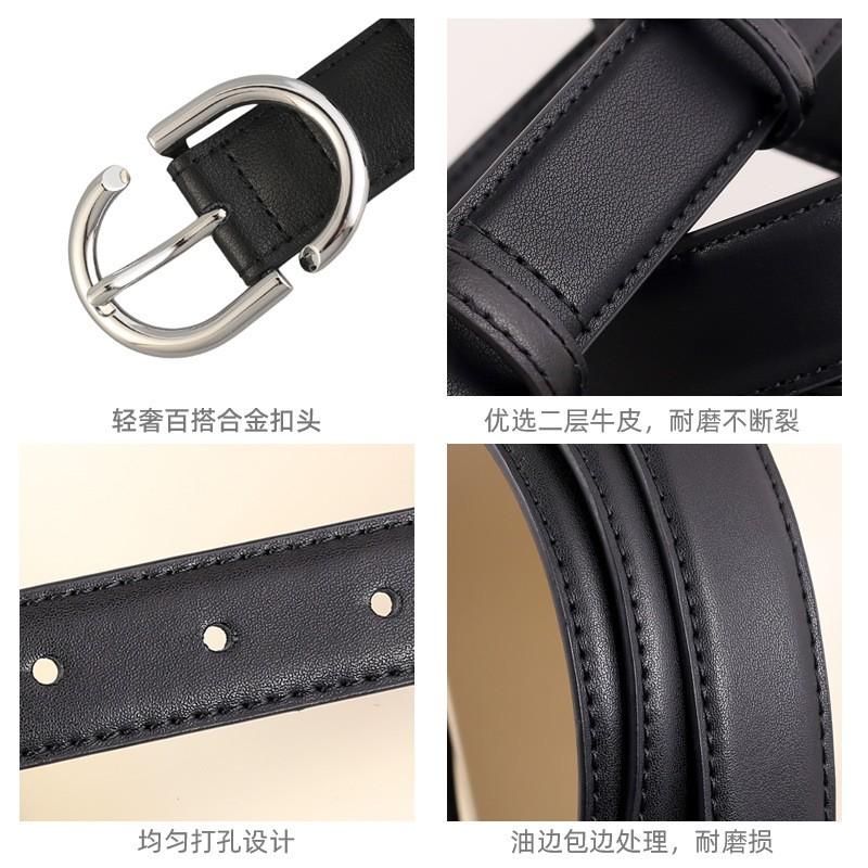Womens Genuine Leather Belt With Alloy Buckle 2.8cm Wide Casual Chic Waistband Jeans Office Wear 2026