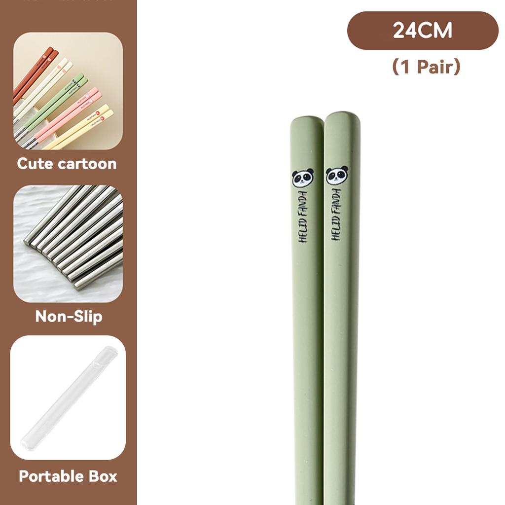  Portable Cute 316 Stainless Steel Non Slip Chinese Chopsticks With Box Reusable Sushi Stick Dishwasher Safe Tableware