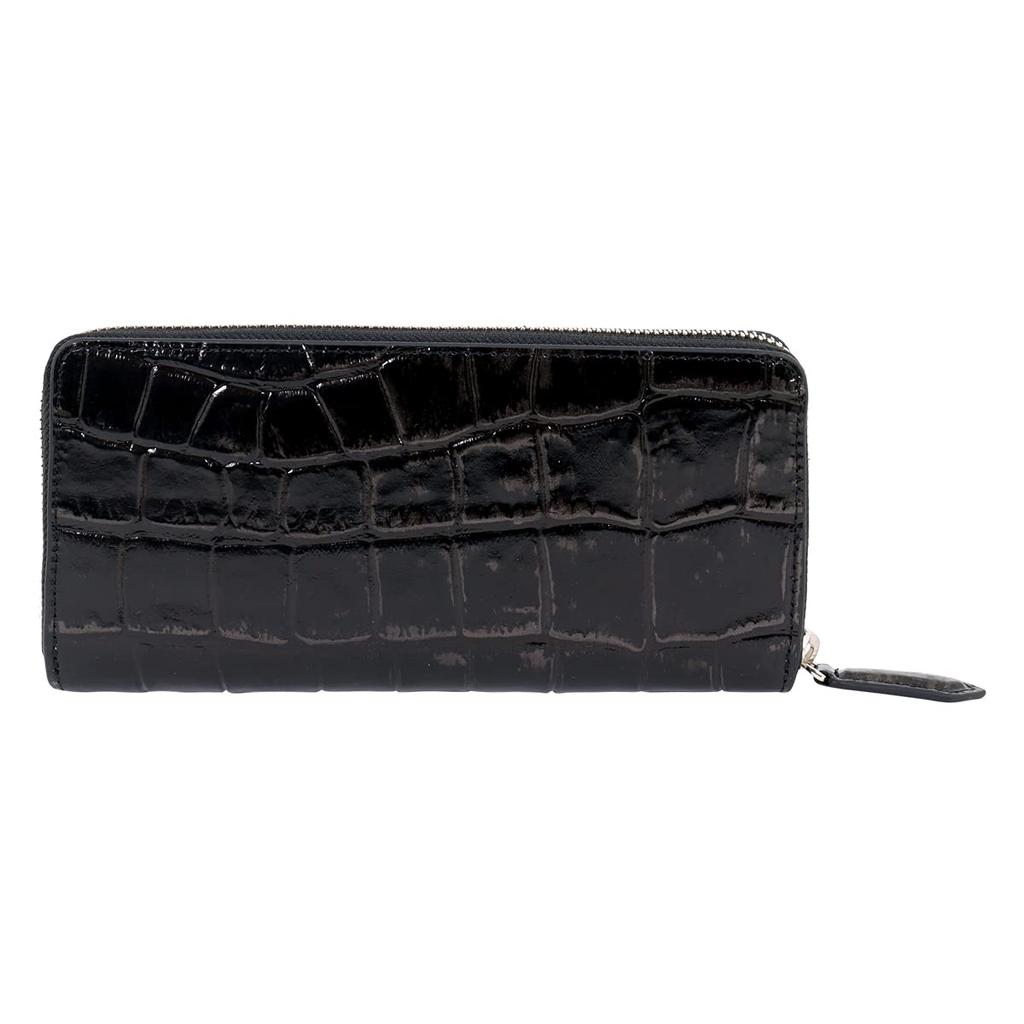 Long Wallet Round Zipper Genuine Leather Zip 023623 Long Wallet Leather Cowhide Metal Foil Vintage Style Black [Castelbajac] Men's [01]