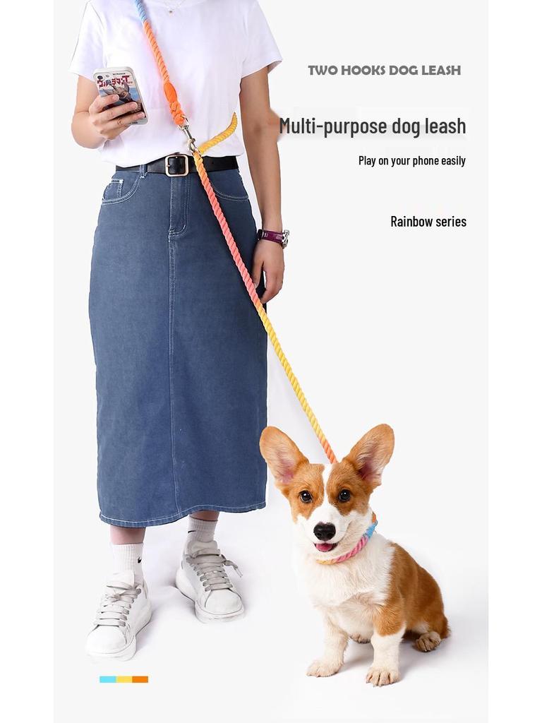 Buntes Hundeleinen- und Halsbandset aus Baumwolle für mittelgroße und große Hunde