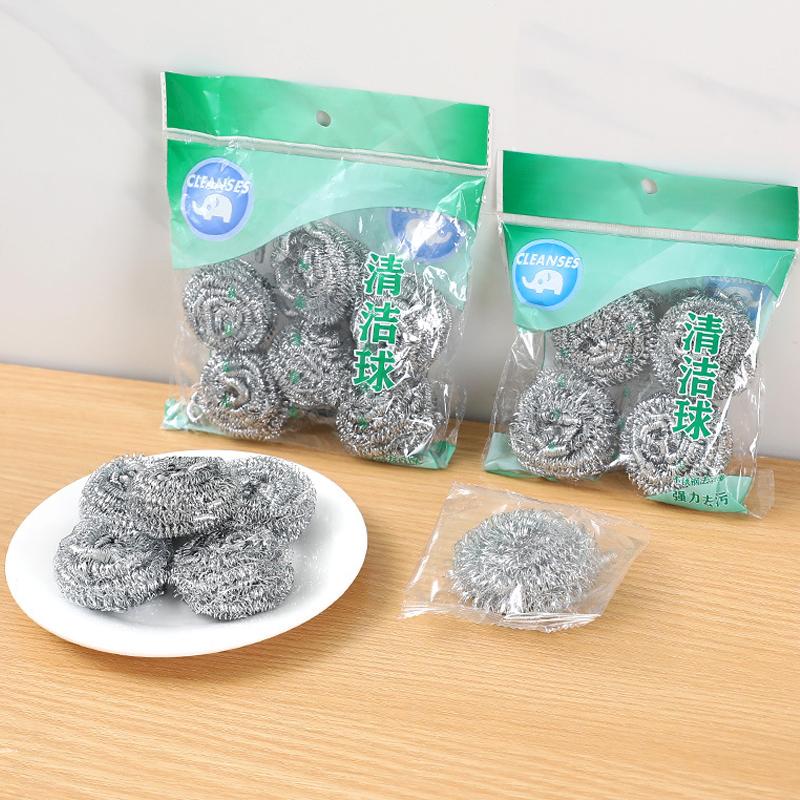 Brosses à billes de nettoyage en fil d'acier Produits de nettoyage ménagers Éponges à vaisselle avec fil Ustensiles de cuisine Élimine la rouille et les brûlures