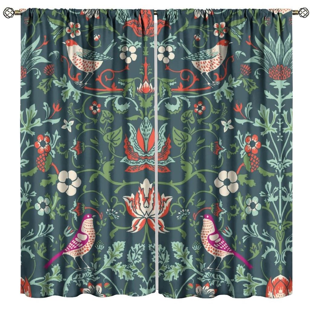 Tenda Retro Finestre William Morris con Motivo Botanico, Tenda Oscurante William Morris Arte Floreale 2 Pannelli