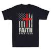 Faith Retro American USA Flag Christian Cross Jesus Funny Men T-Shirt