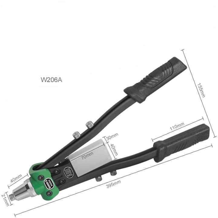 Manual Rivet Gun Set with 16 Sizes of Rivet Heads, Heavy-duty One-handed Rivet Gun Tool for Metal, Plastic and Leather