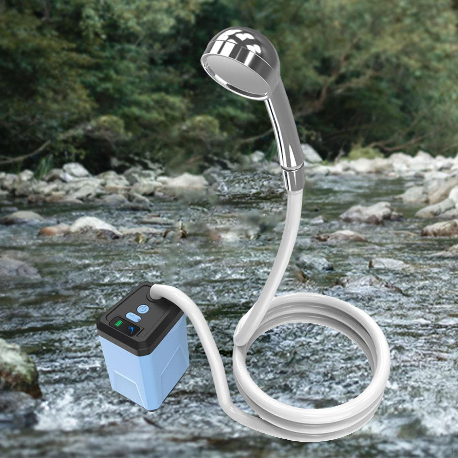 Электрический Душ Уличный Портативный Многоцелевой Компактный Регулируемый Лагерь Кемпинг синий